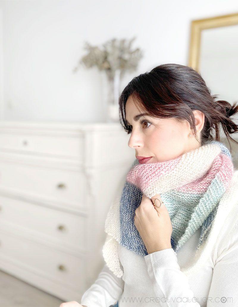 Chal de Punto SUGAR tejido con Mohair - Patrón 