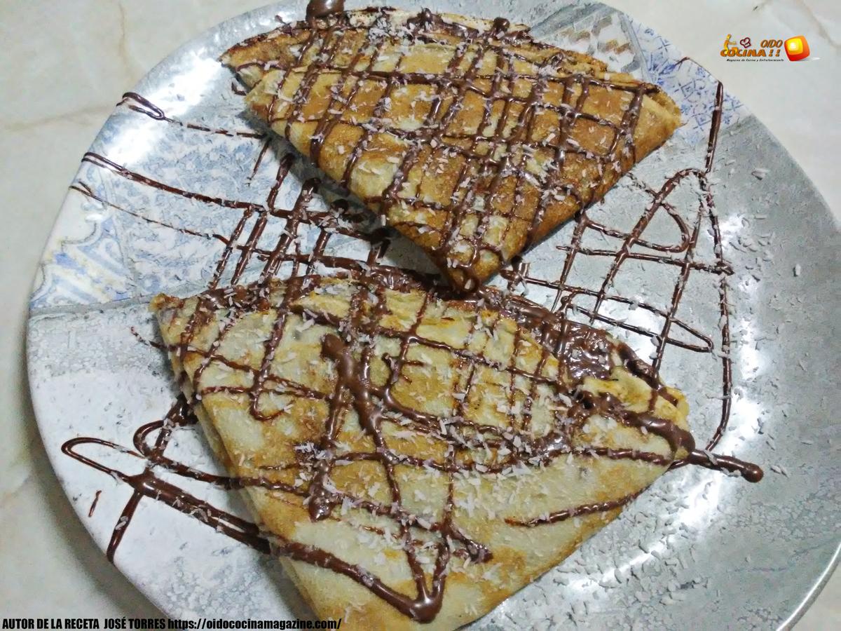 Crepes de Nocilla con coco rallado