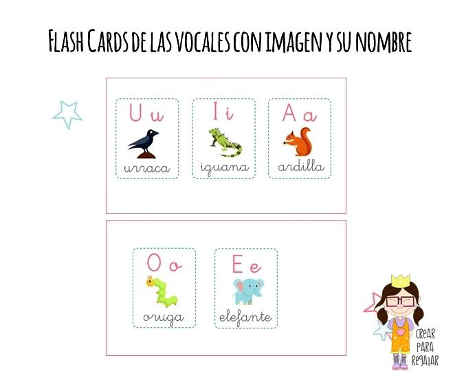 CAJA DE LAS VOCALES Flash cards vocales