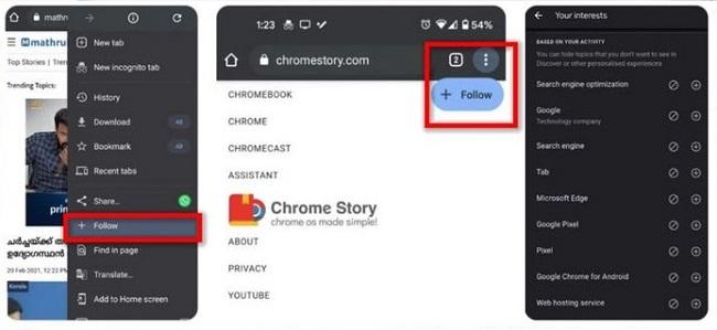 Chrome boton Seguir