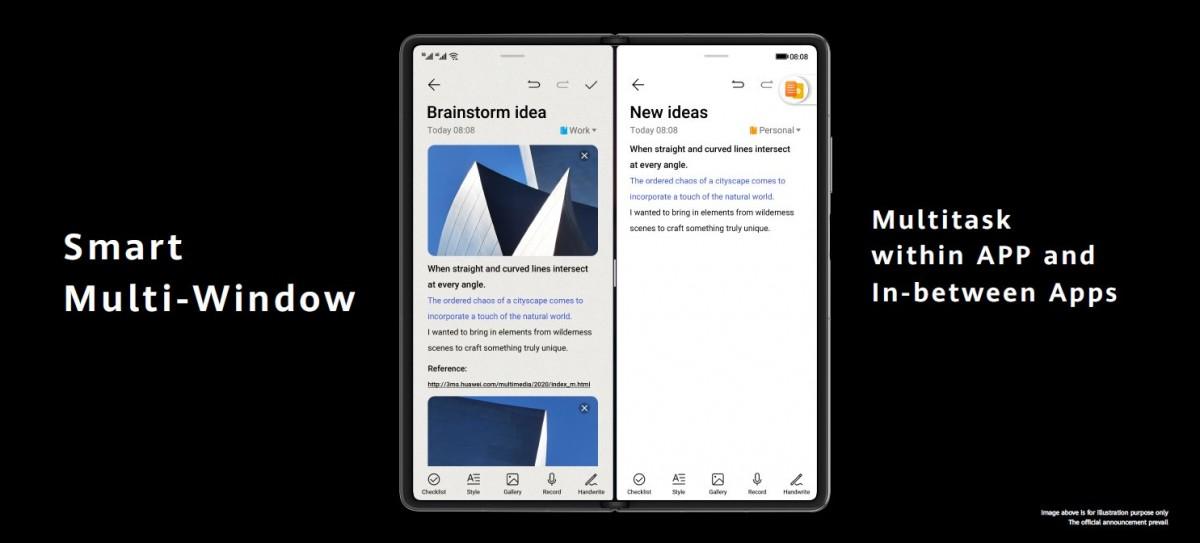 El Huawei Mate X2 está optimizado para el multitasking entre apps, incluyendo múltiples ventanas de una misma app