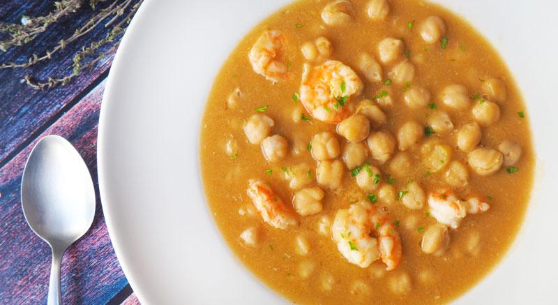 garbanzos con langostinos receta 3
