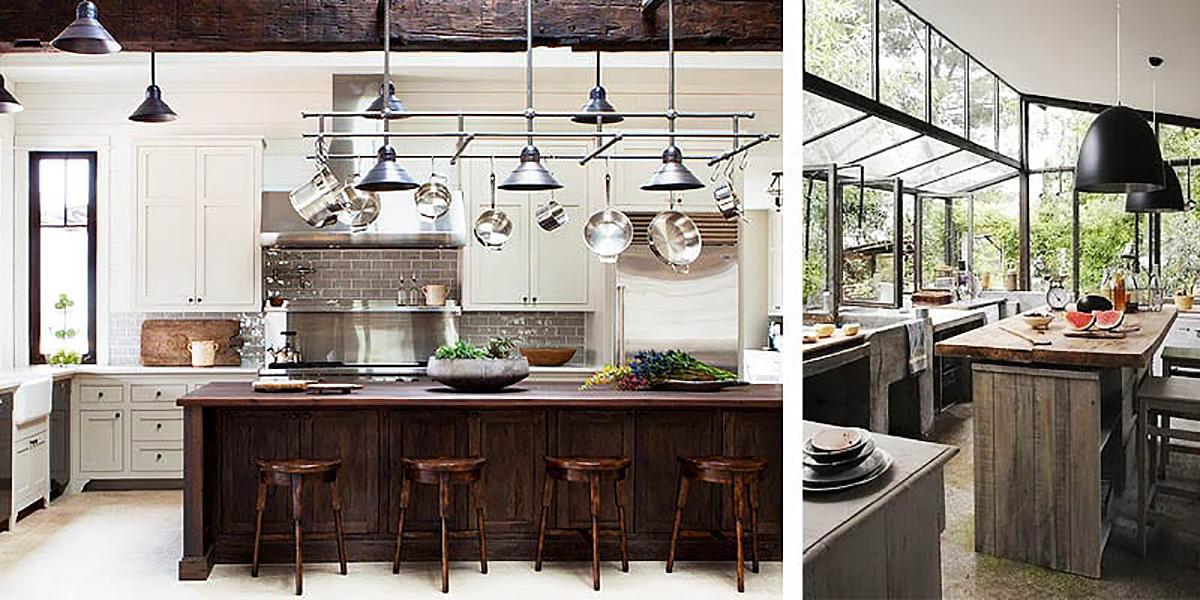 Cocina con isla de estilo rústico