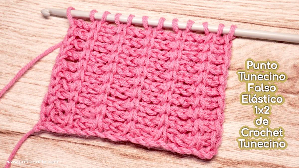 Cómo Tejer Punto Tunecino Falso Elástico 1x2 de Crochet Tunecino Paso a Paso