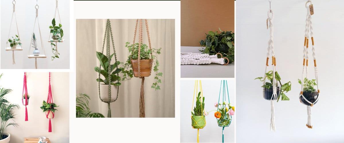 Cuelga tus tiestos con soportes de macram&eacute;