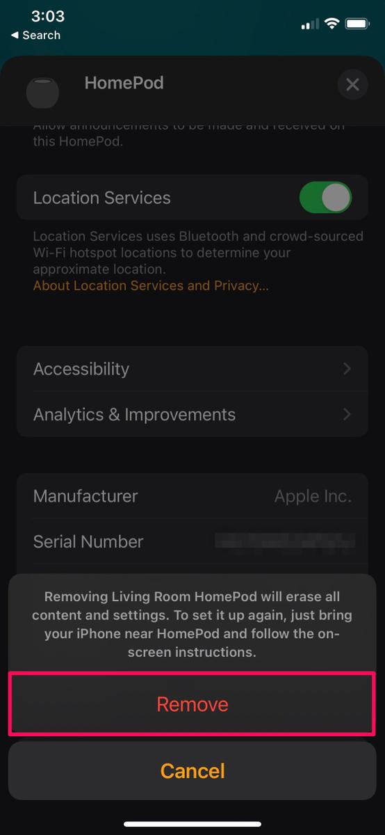 Cómo reiniciar el HomePod