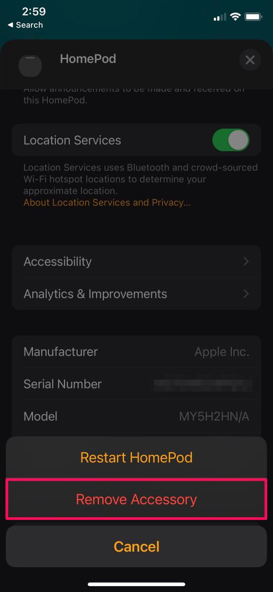 Cómo reiniciar el HomePod