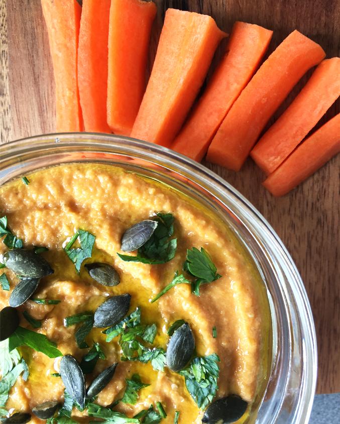 hummus de calabaza y crudites