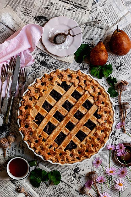 receta de tarta de amapola con peras