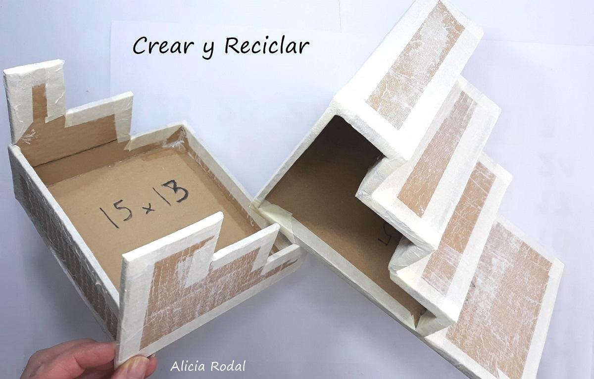 Organizadores de escritorio con cartón y rollos de cartón de papel higiénico