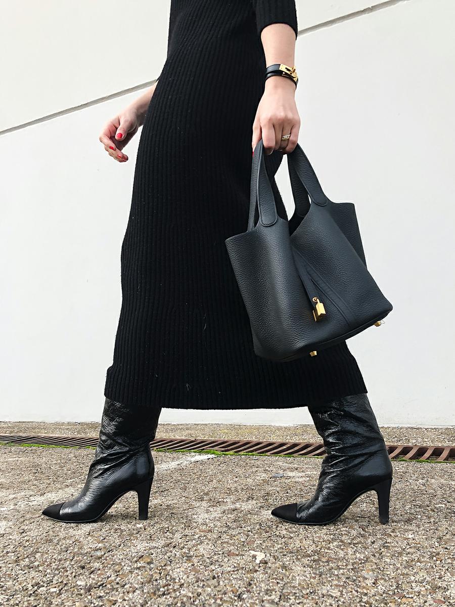 Trini | MaxMara dress Hermes bag