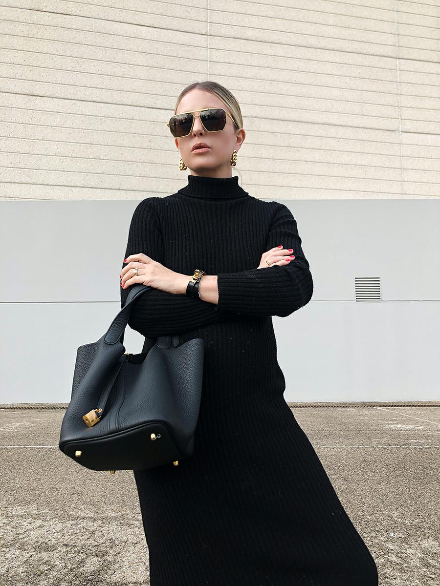 Trini | MaxMara dress Hermes bag