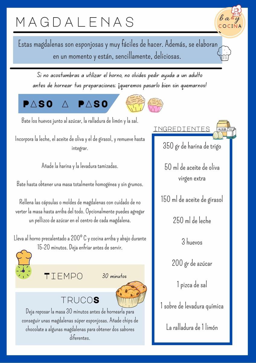 Magdalenas para hacer con niños