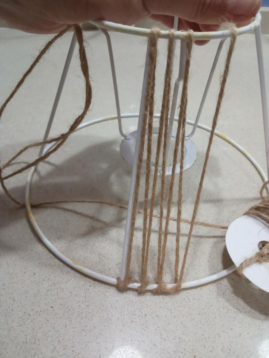 estructura lámpara con urdimbre