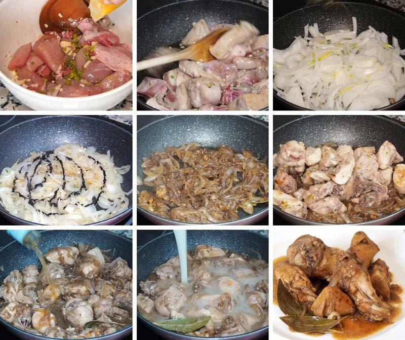 paso a paso receta pollo encebollado
