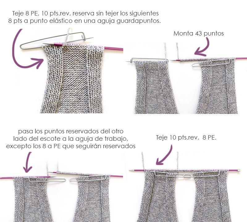 Chaleco de Punto Reversible DUO - Patrón y Tutorial - Une los dos hombros por el cuello