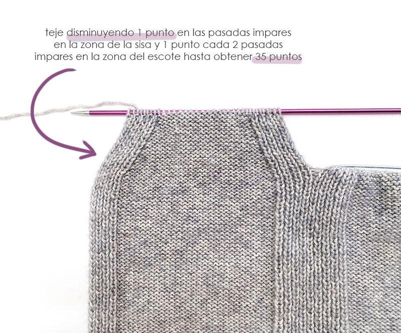 Chaleco de Punto Reversible DUO - Patrón y Tutorial- Teje el primer lado del escote