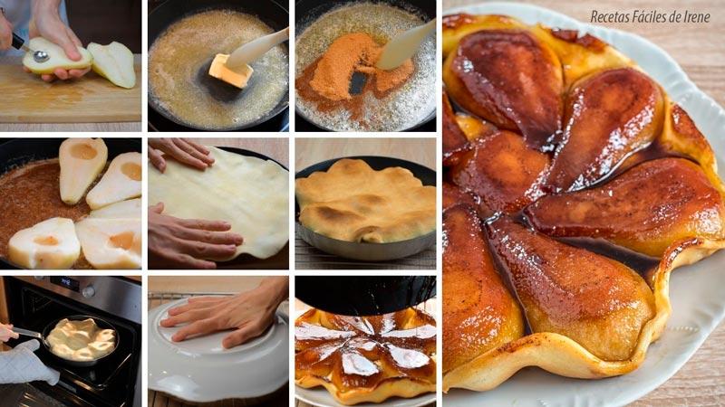 como hacer paso a paso tarta tatin de peras o tarta de pera facil
