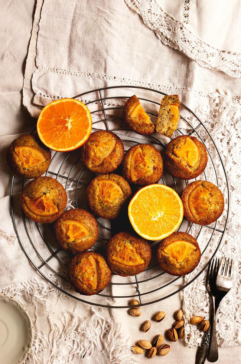 Friands de pistacho y naranja