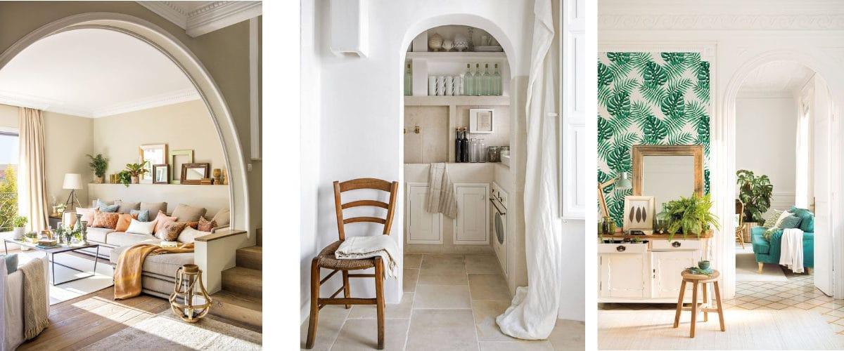 Los arcos quedan bien entre un recibidor y el salón