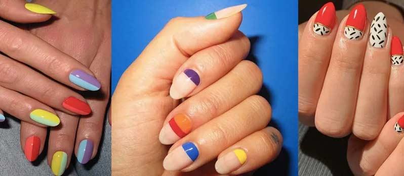 tendencia de uñas 2021 colour block