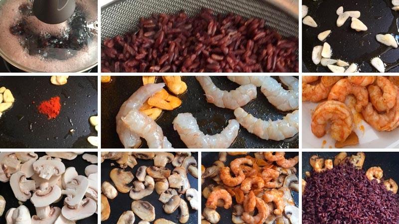 paso a paso receta de arroz negro con langostinos