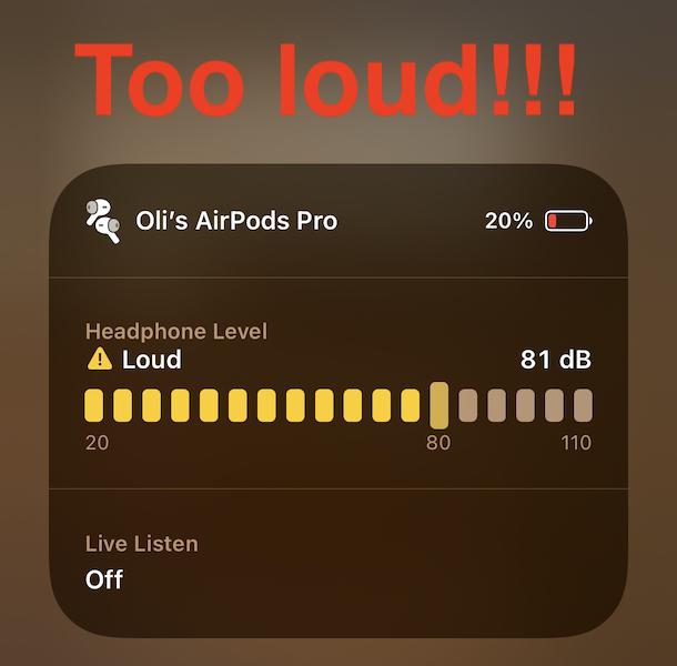 Comprobación del volumen de los auriculares en iOS 14