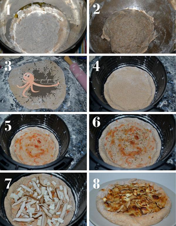 pizza integral con setas