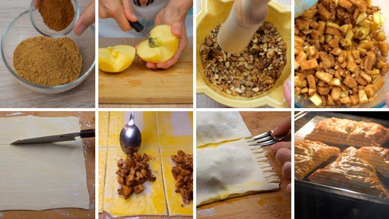 como hacer paso a paso pasteles de hojaldre y manzana