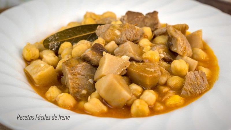 receta facil de garbanzos con setas falso boletus