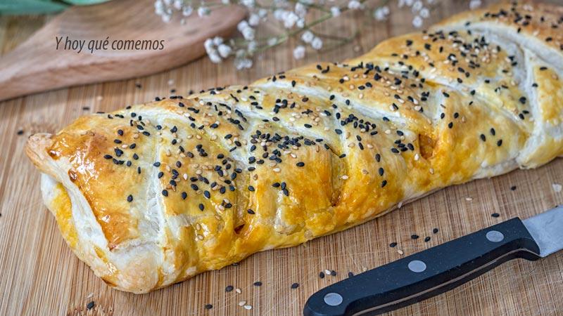 receta de trenza de hojaldre rellena de atun y verduras