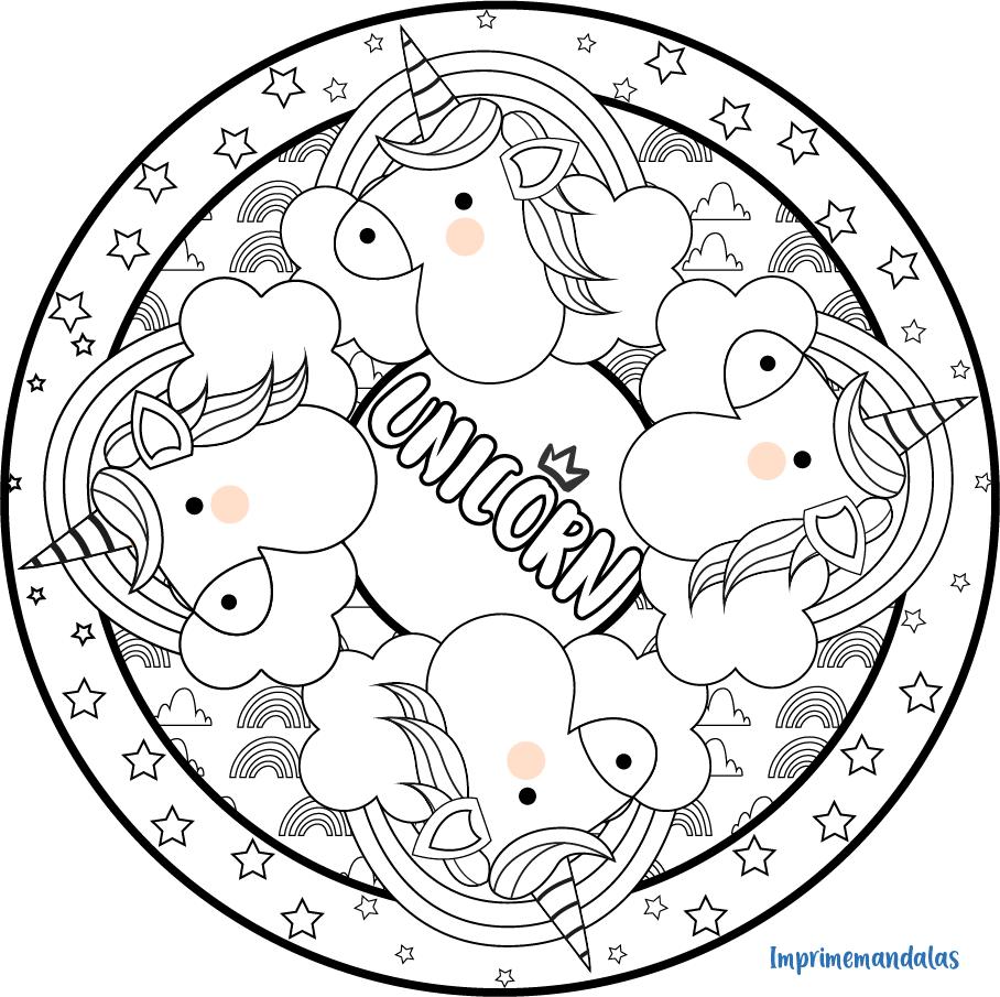 Mandala unicornio para niños