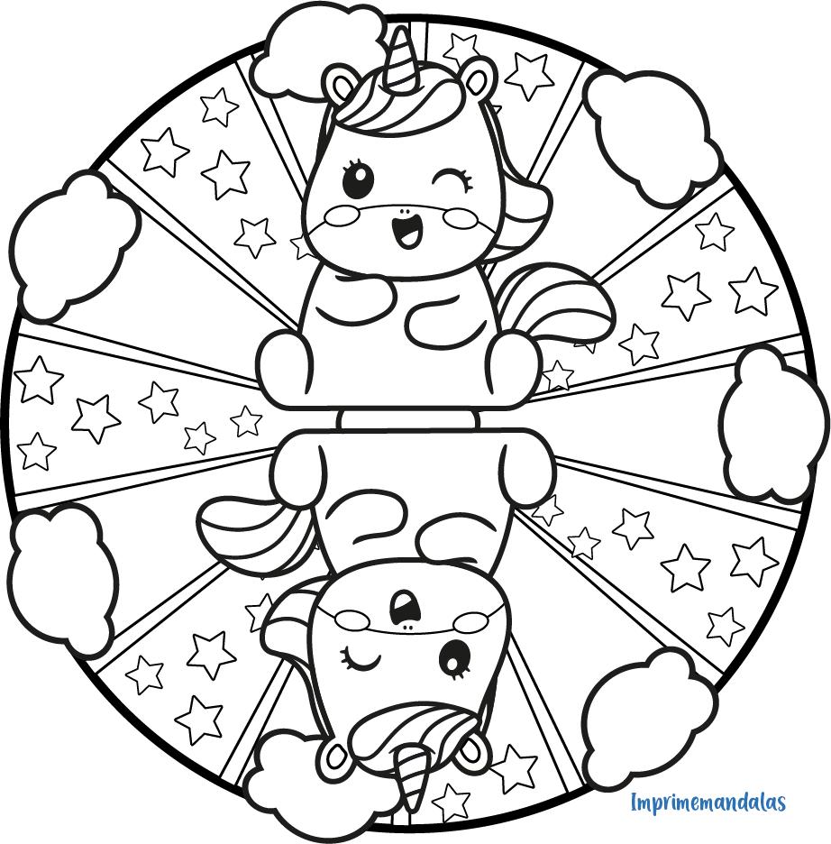 mandala unicornio para niños