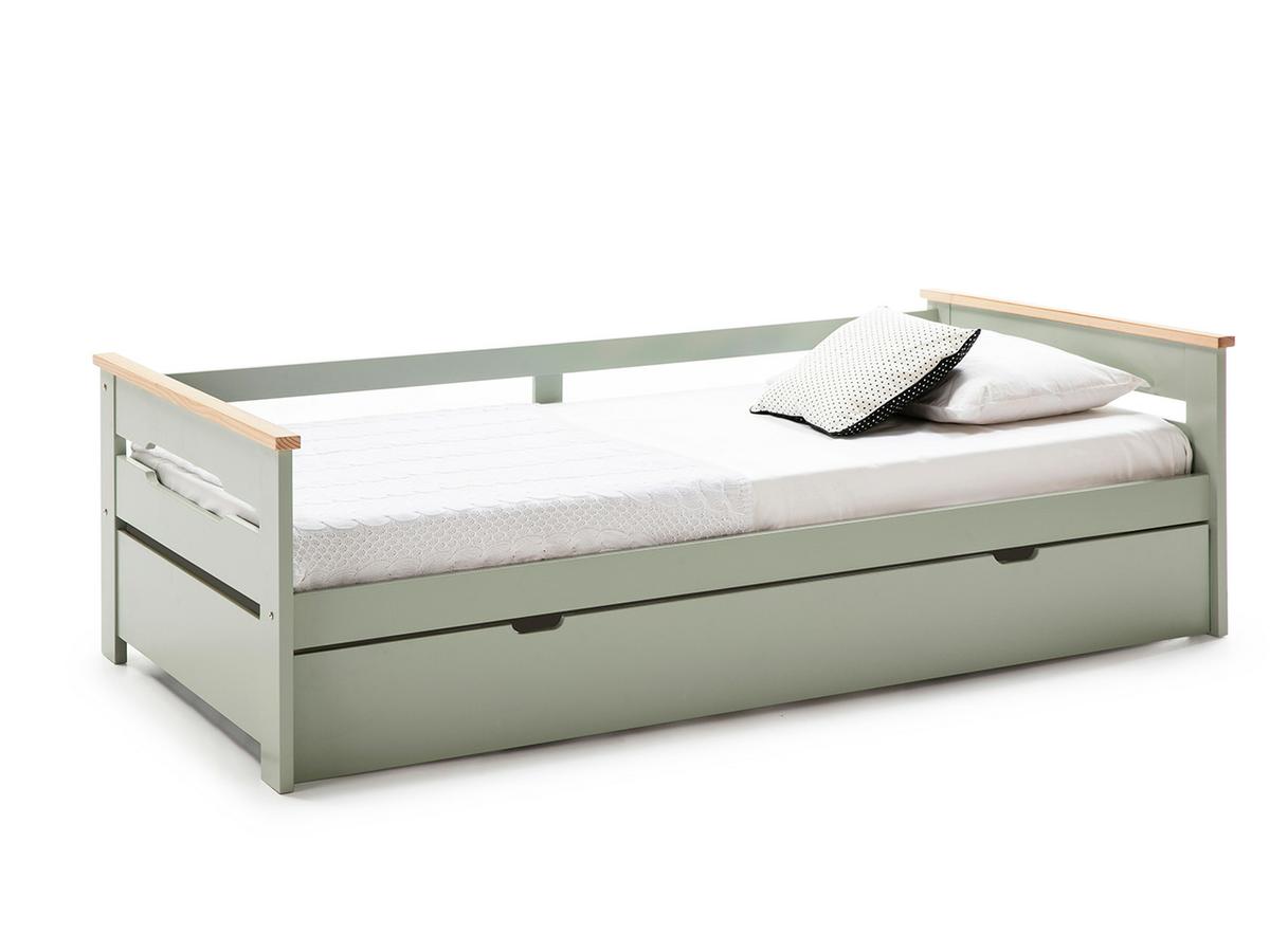 Cama Lance Natural/Lacado verde Mdf/pino 105x62x199cm
