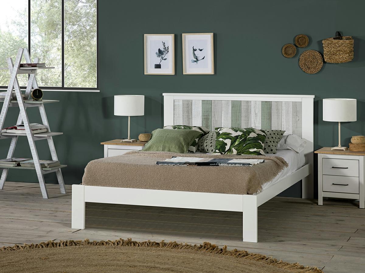 Cama Itami Gris/Blanco/Verde Dm/pino 153x100x197.8cm