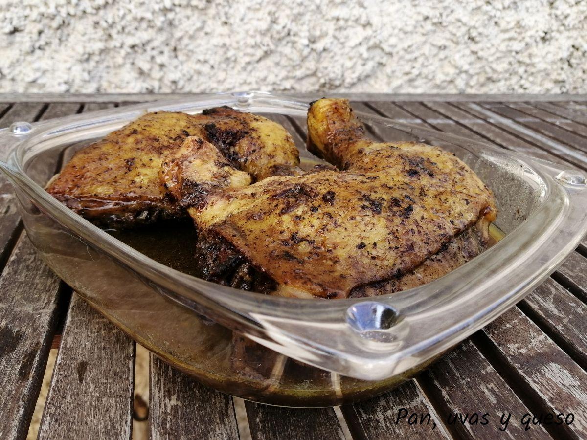 Pollo al vinagre crockpot - pan uvas y queso