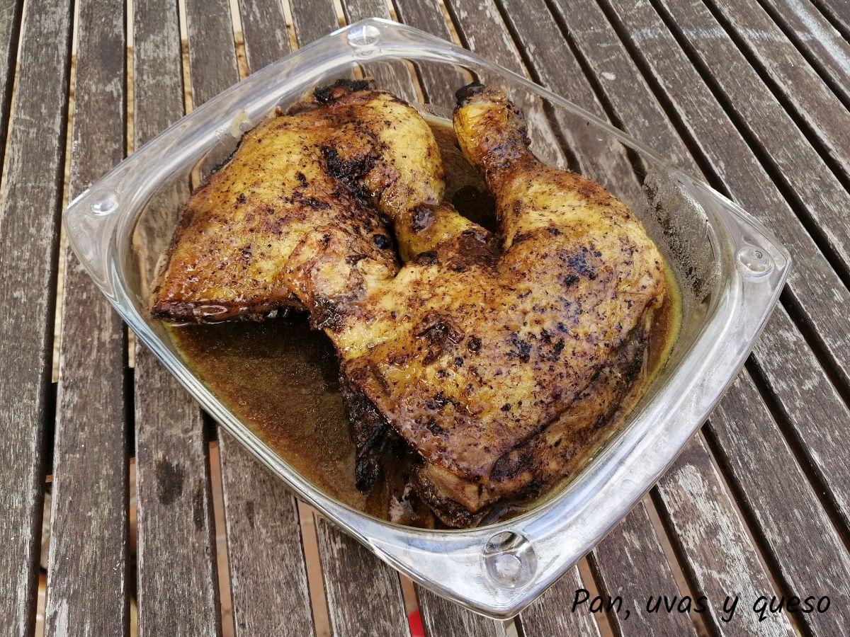 Pollo al vinagre crockpot - pan uvas y queso