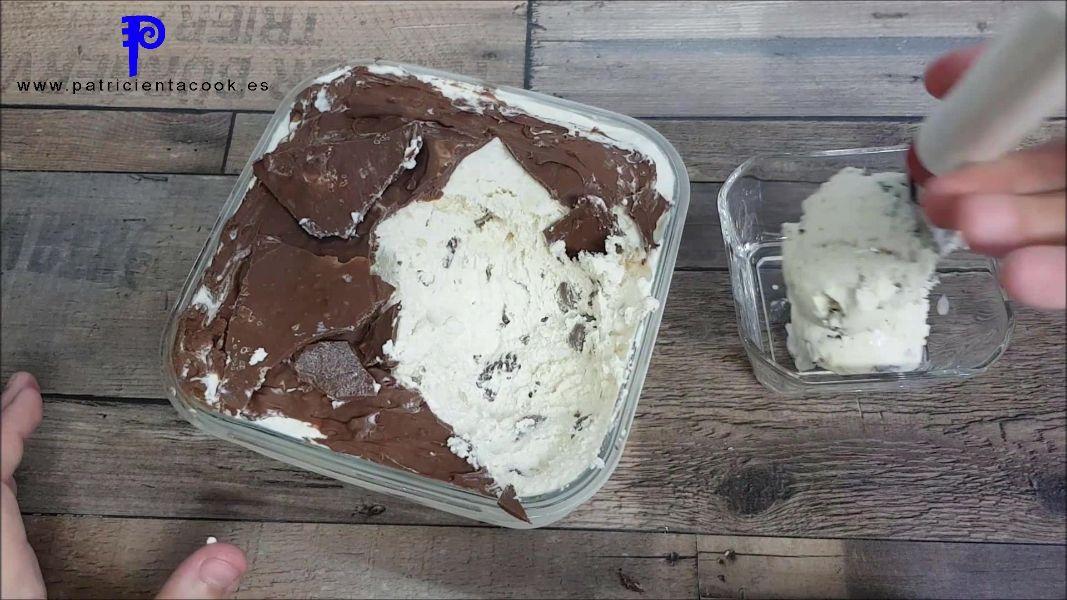 Helado de Choco Bons con heladera eléctrica Silvercrest de Lidl