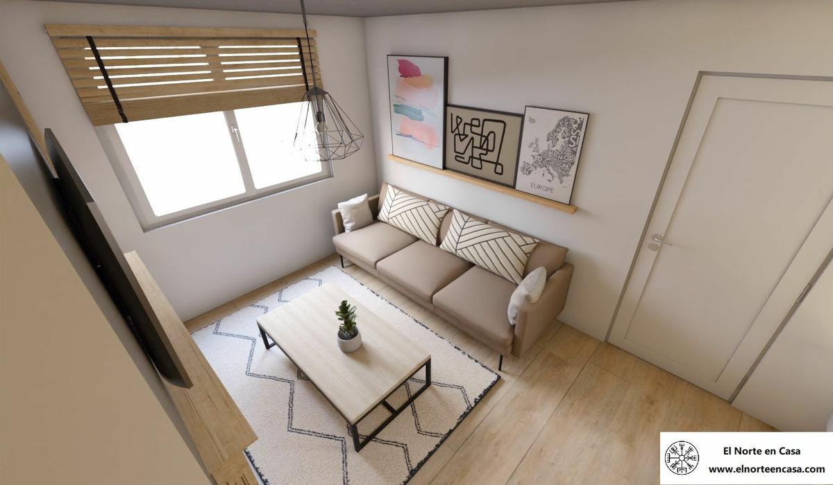 salón acogedor en casa de estilo escandinavo