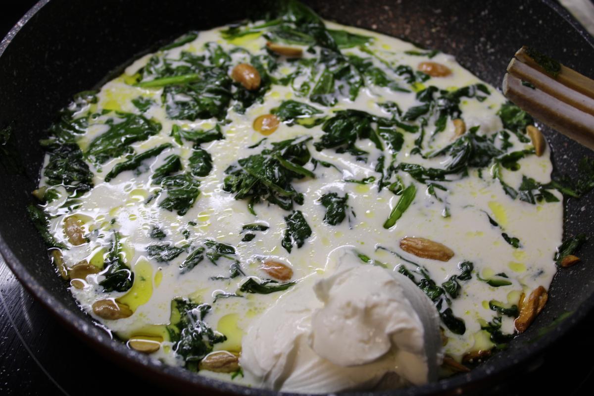 macarrones con espinacas