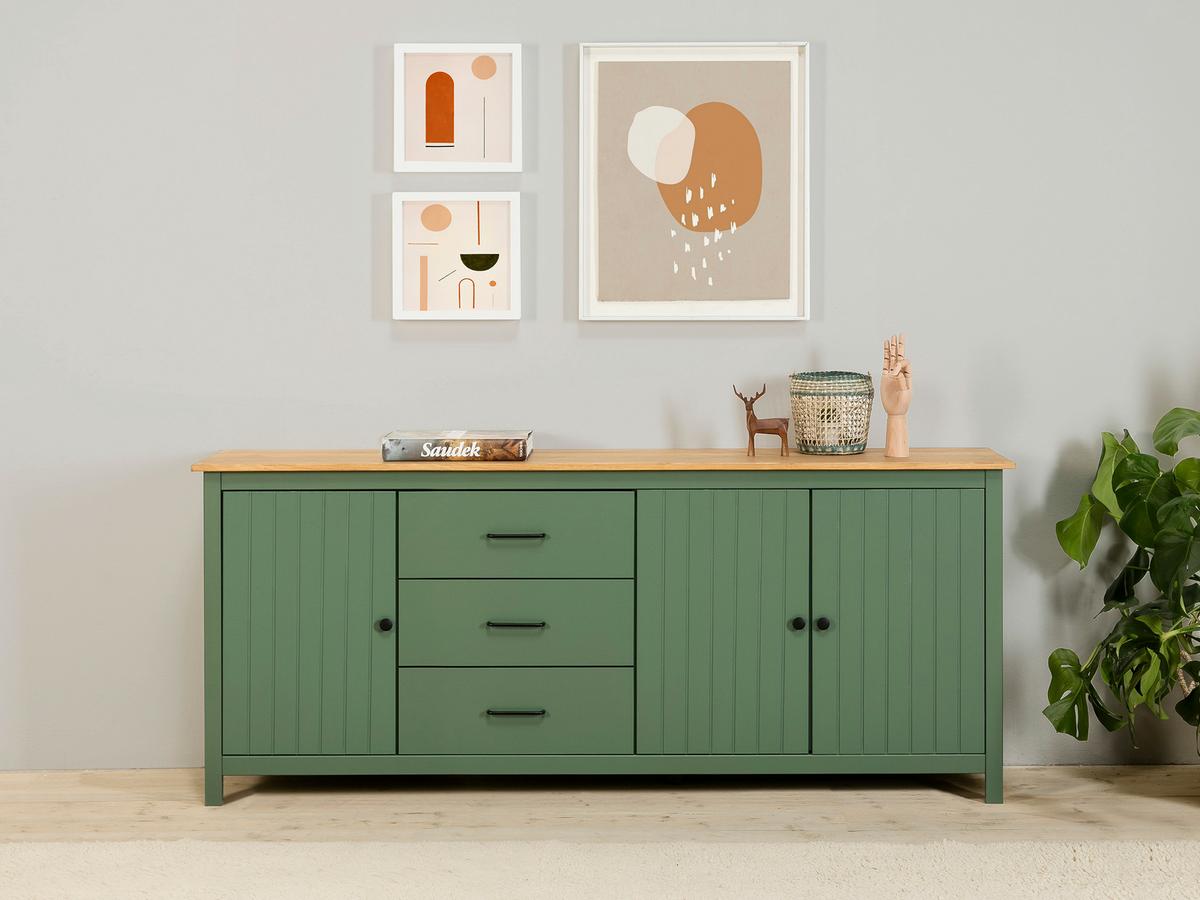 Aparador Lucas Natural/Verde Pino 40x80x190cm