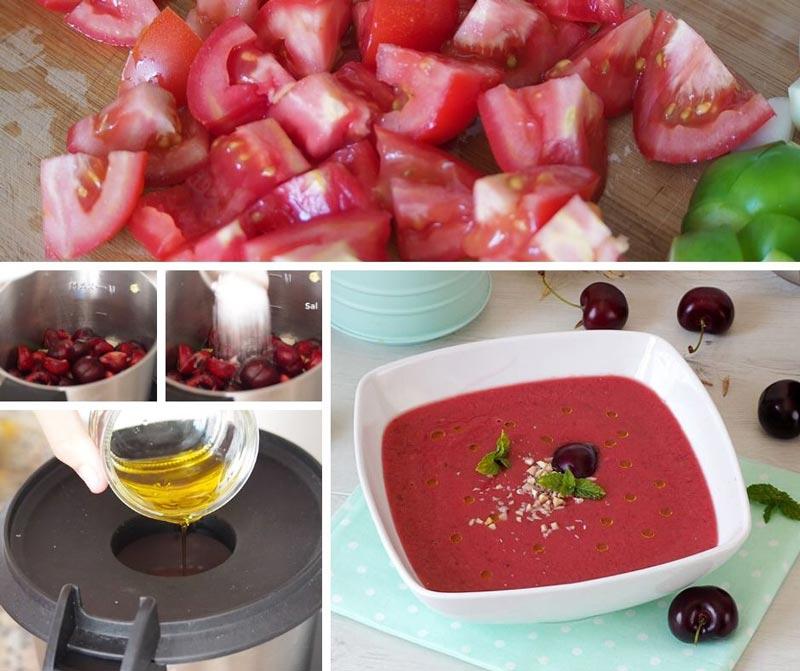 paso a paso receta gazpacho de cerezas