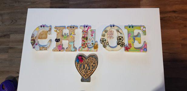 Nombre Chloe decorado para habitación infantil