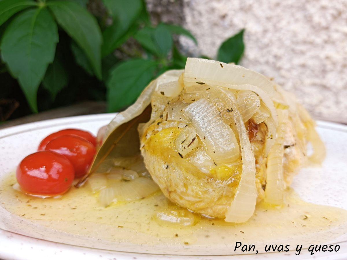 pollo escabechado crock pot - pan uvas y queso 