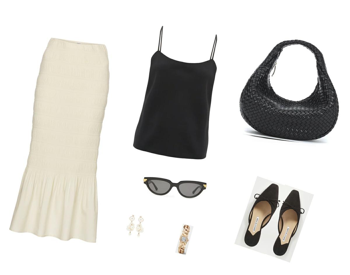 Trini | Toteme skirt Manolo Blahnik shoes