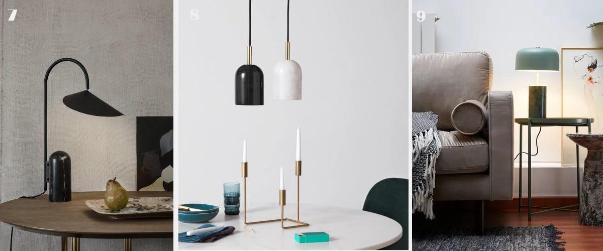 Las lámparas de mármol quedan bien en una vivienda