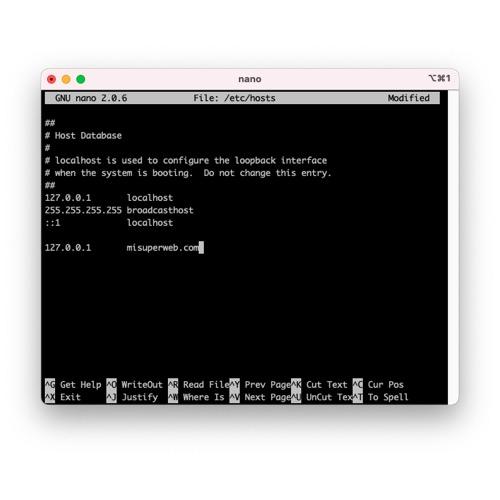 Configurar archivo hosts en Mac