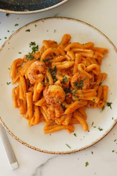 Pasta con gambas