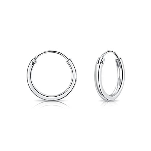 DTPsilver® Pendientes de Aro para Mujer - Creoles con Borde Cuadrado - Plata de...