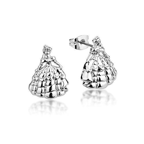 Disney Couture belleza y la bestia Princess Belle bañada en oro blanco stud...